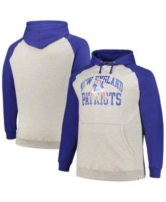 Men's Profile Heather Gray/Royal New England Patriots Big & Tall Favorite Arch Throwback Raglan Pullover Hoodie, Size: XLT, Grey Product Image