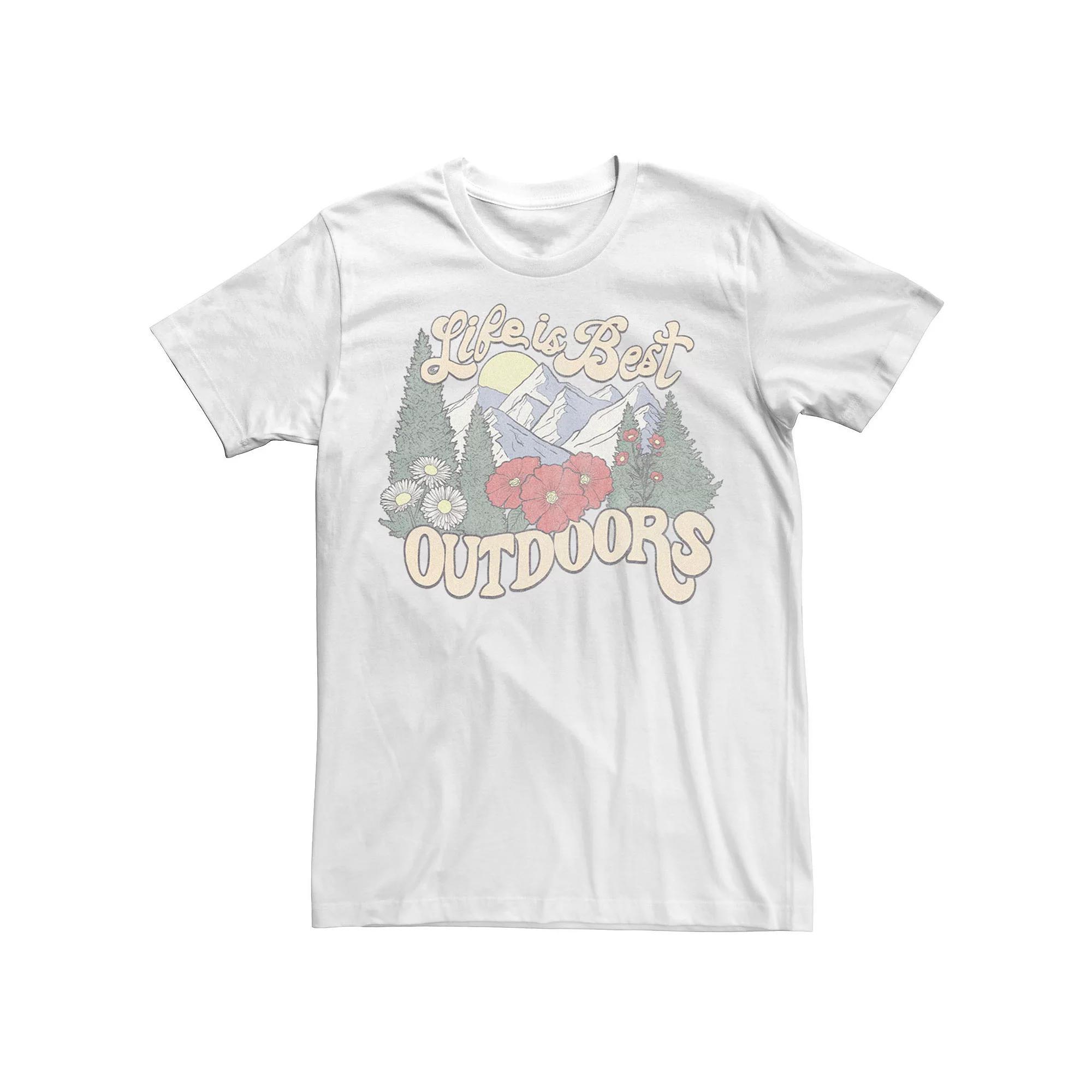 Men's Life Is Best Outdoors Mountain Forest Tee, Size: Large, White Product Image