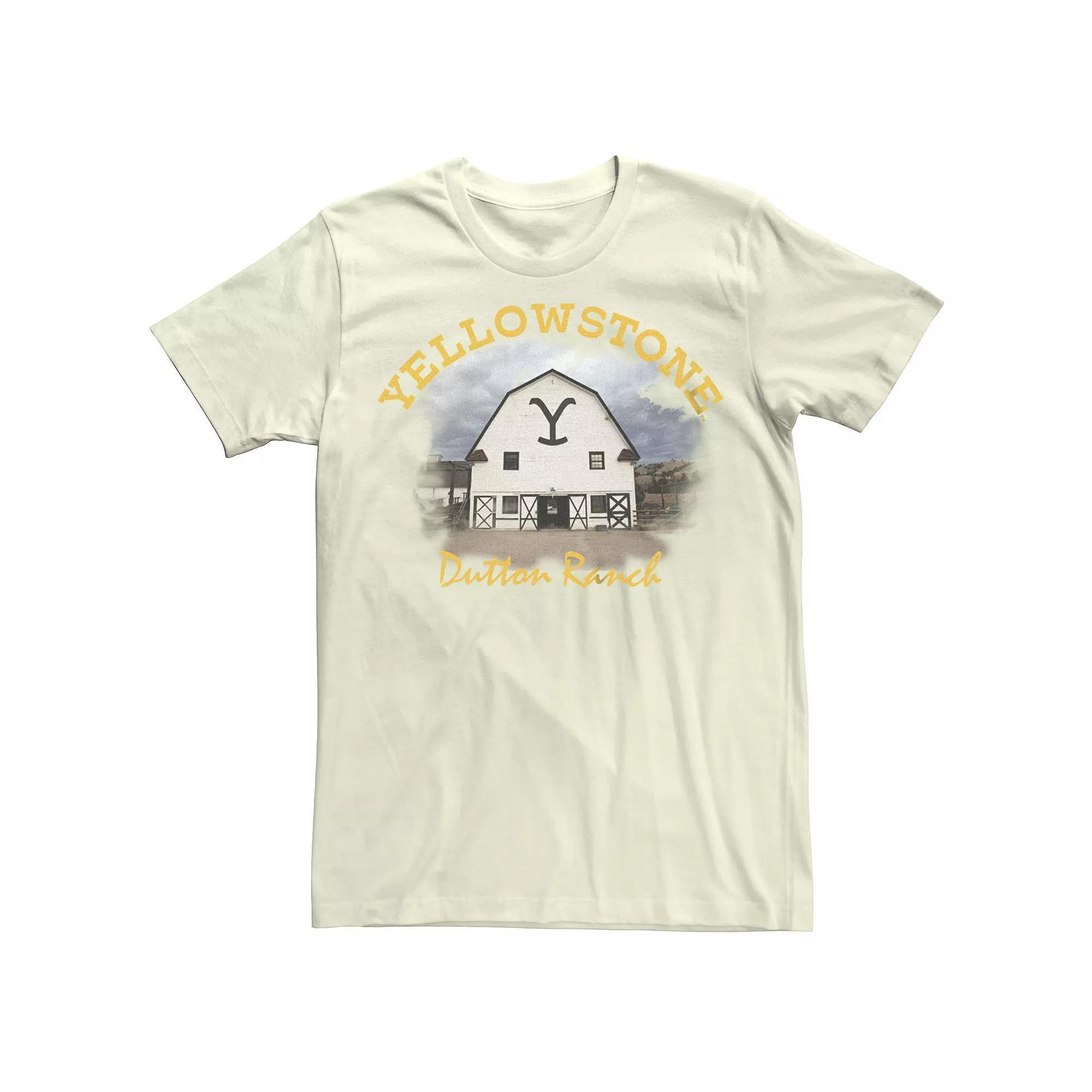 Men's Yellowstone Dutton Ranch Barn Graphic Tee, Size: Medium, Natural Product Image