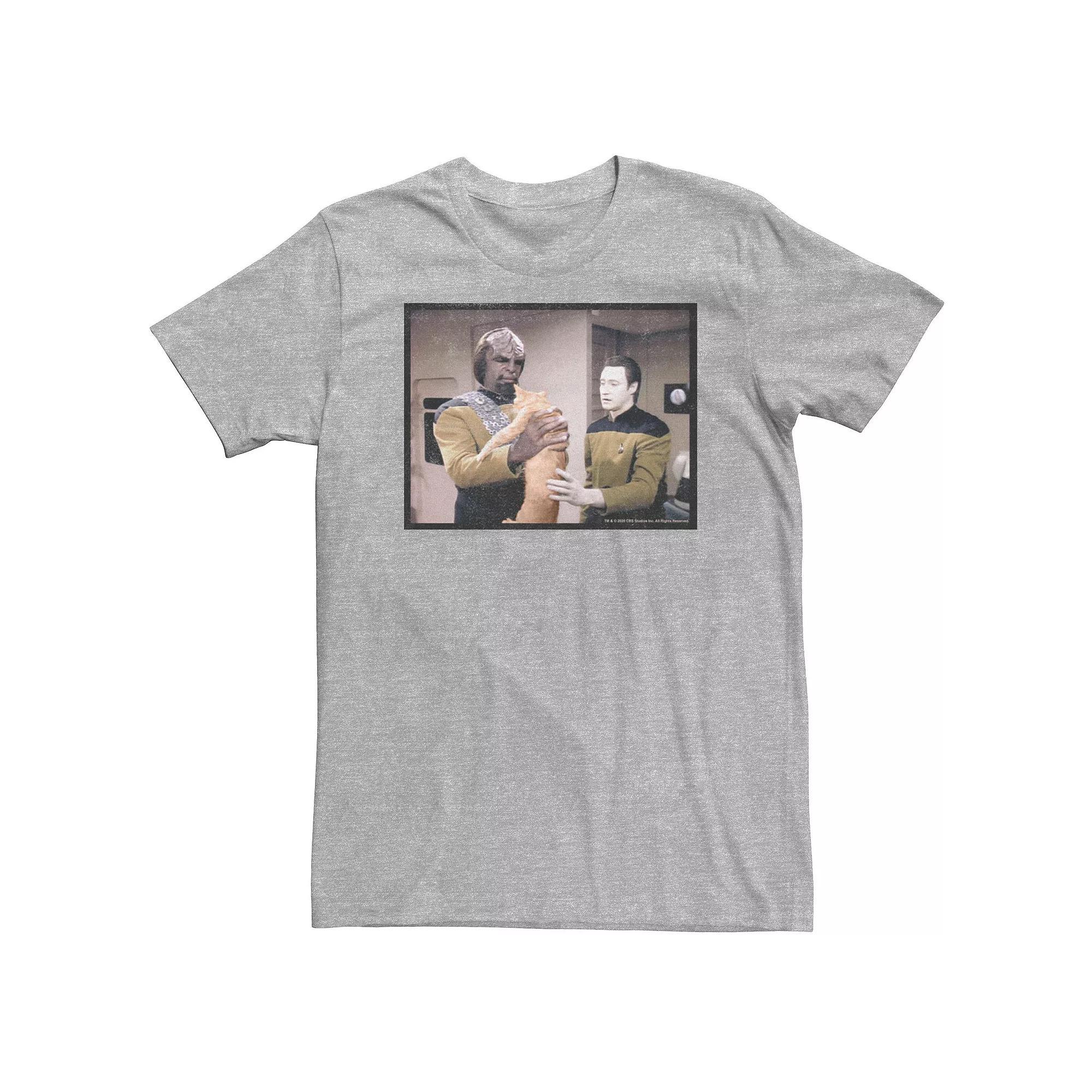 Big & Tall Star Trek: The Next Generation Worf Data And Cat Tee, Mens Athletic Grey Product Image