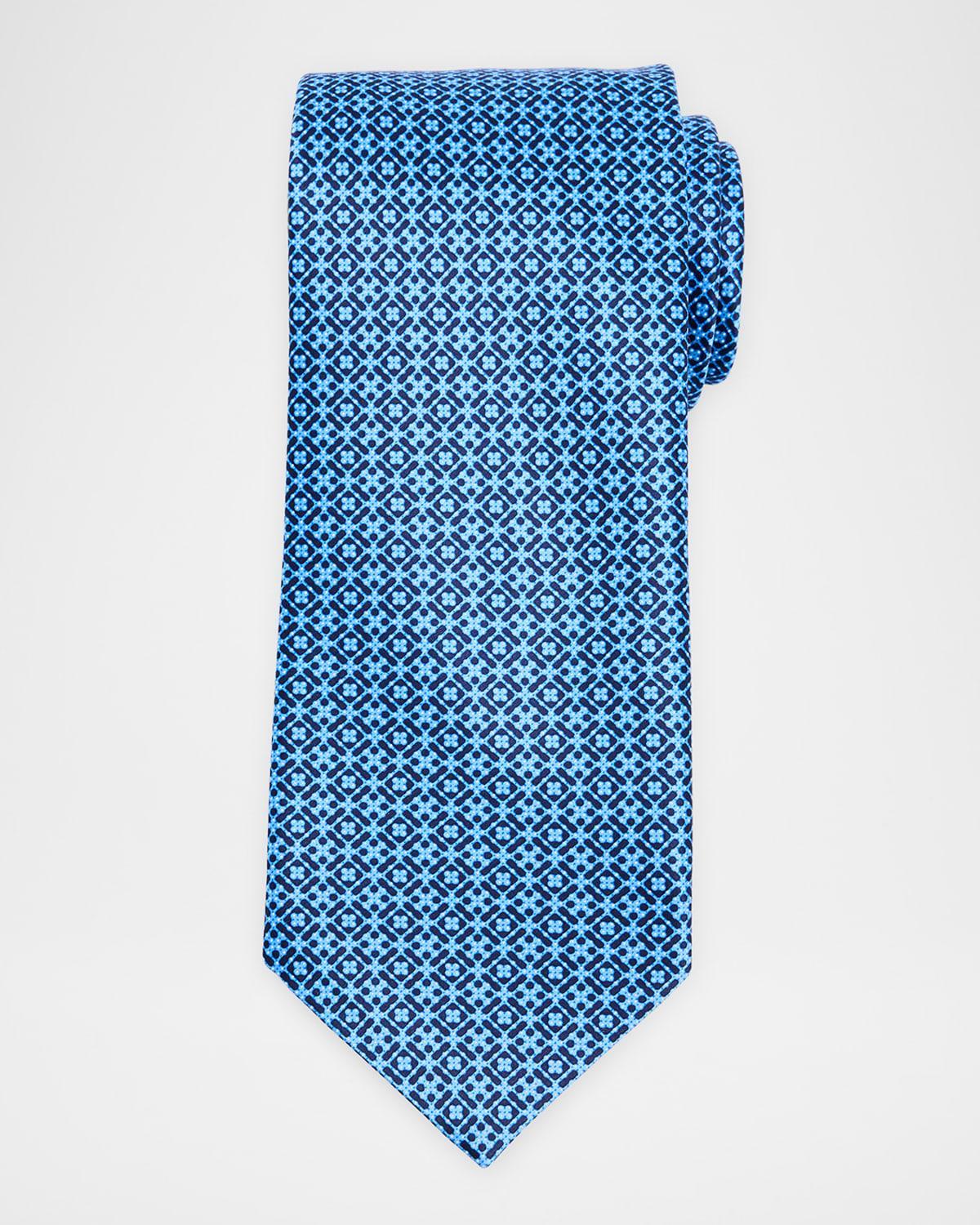 Mens Tonal Geometric Silk Tie Product Image