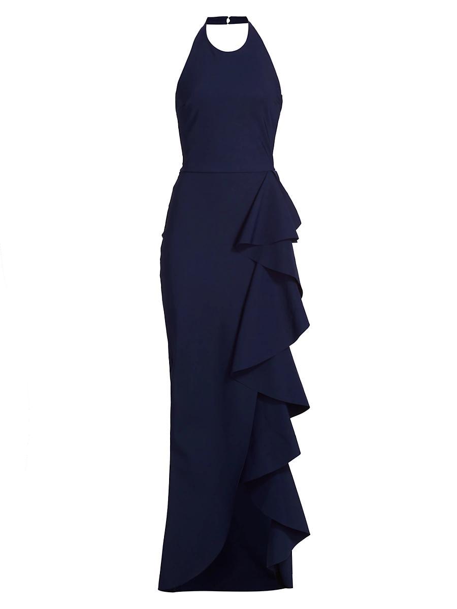 Womens Thomas Ruffled Halter Gown Product Image