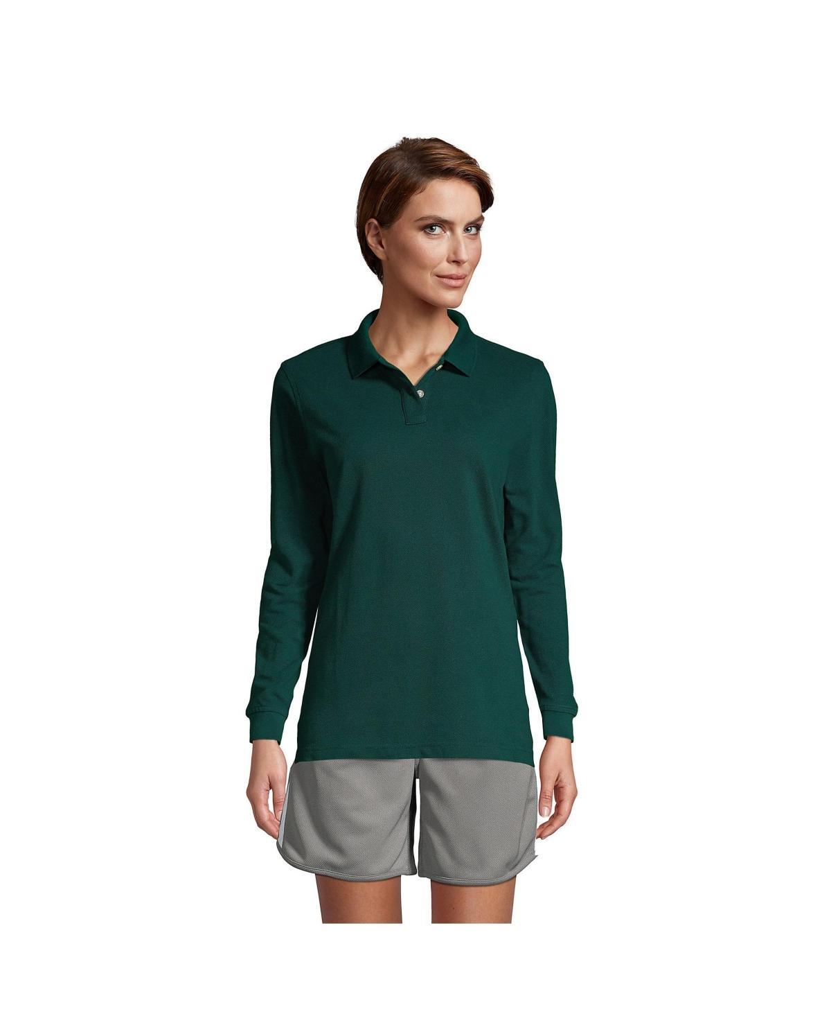 Womens Tall Lands End School Uniform Long Sleeve Mesh Polo Shirt Product Image