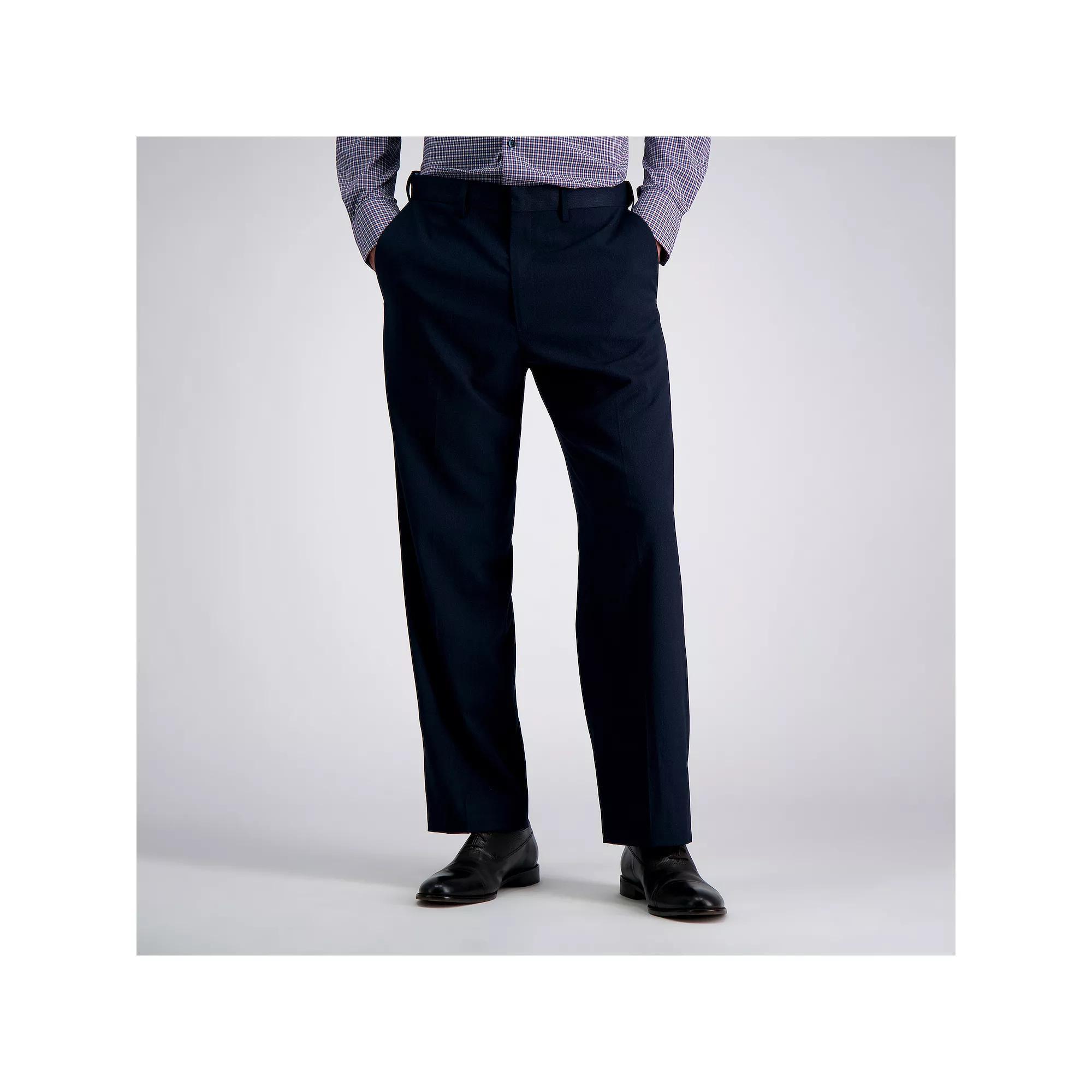 Mens J.M. Haggar Premium Classic-Fit Flat-Front Stretch Suit Pants Blue Herringbone Product Image