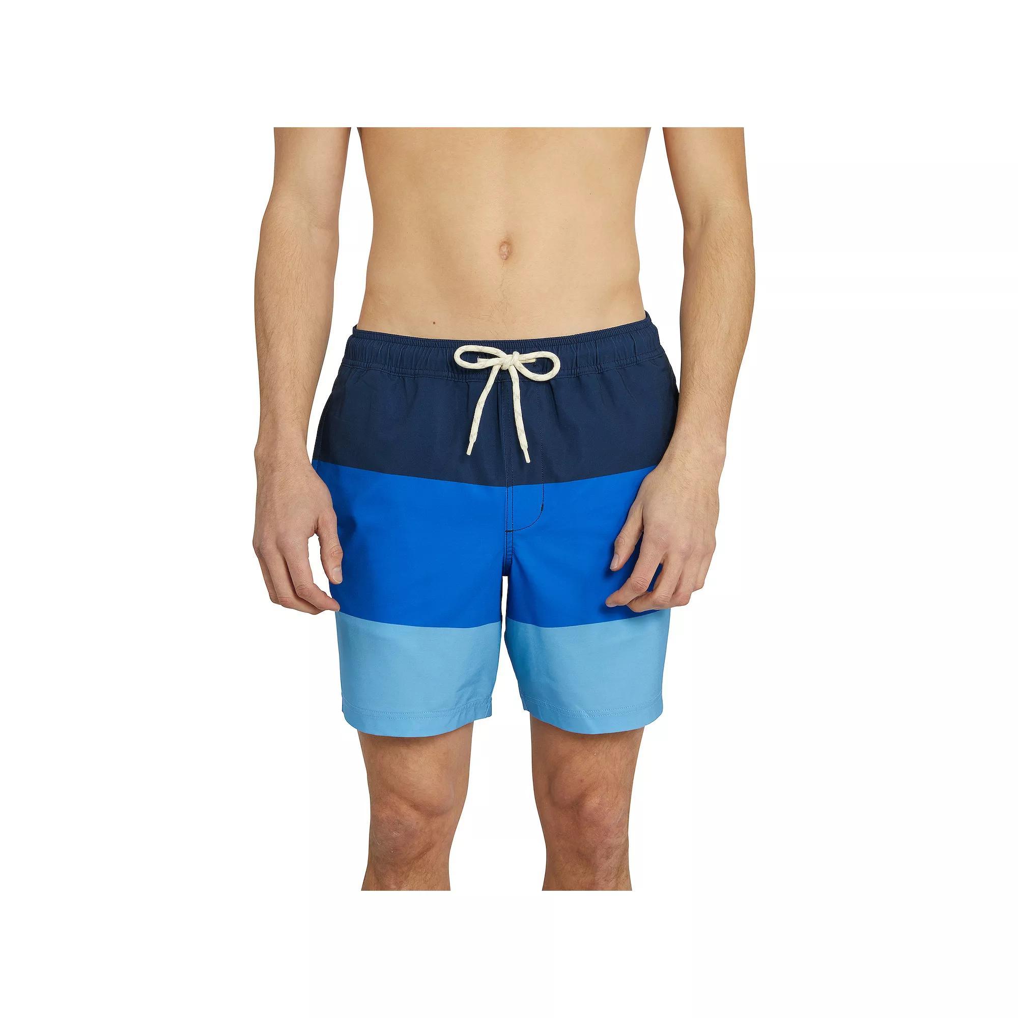 Men's Trinity Coast 7" Colorblock Swim Trunks, Size: XXL, Blue Combo Block Product Image