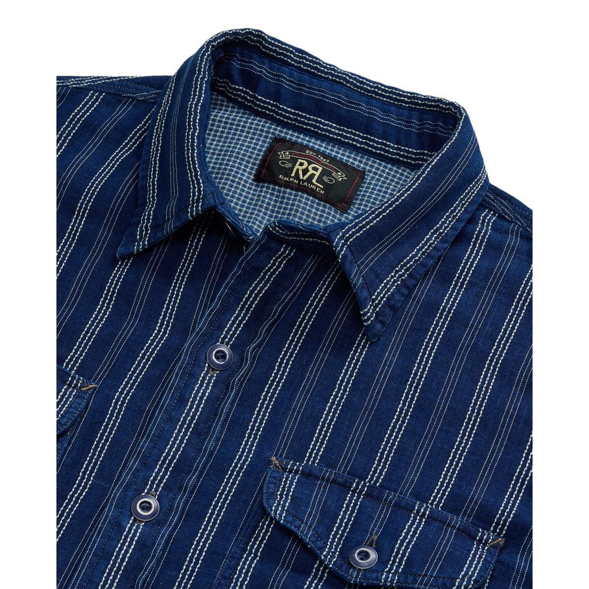 Indigo Striped Double-Faced Workshirt Indigo Check Product Image