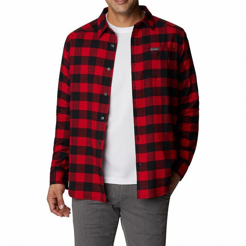 Mens Columbia Cornell Woods Flannel Shirt Dark Grey Tartan Product Image