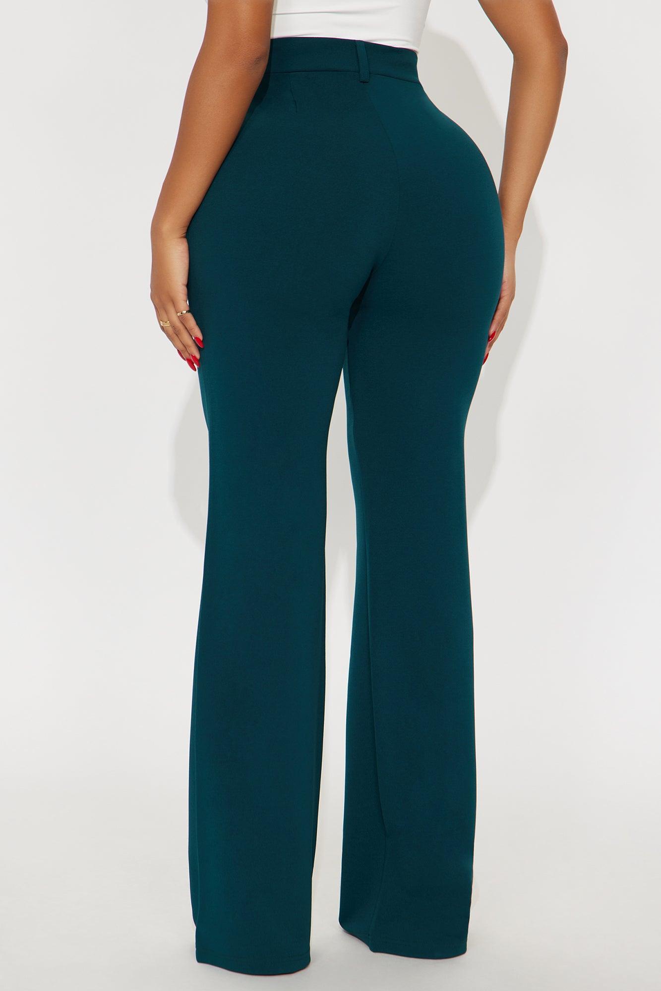 Heidi Wide Leg Trouser Pant - Hunter Green Product Image