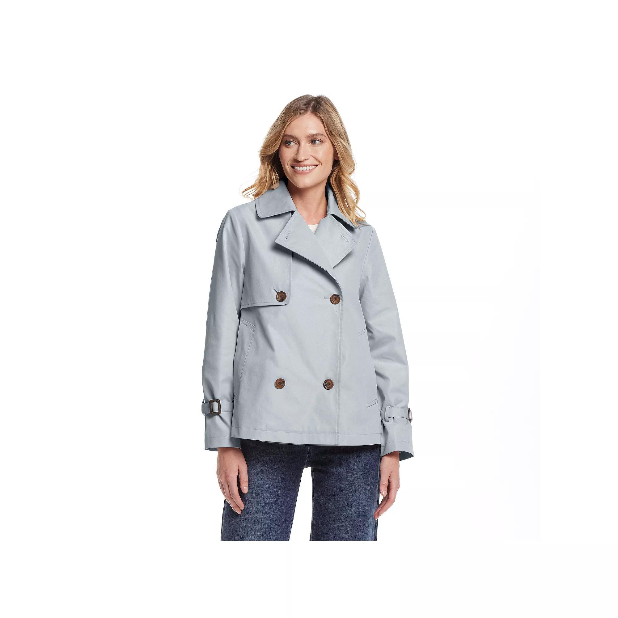 Women's Weathercast Double Breasted A-Line Trench Coat, Size: Small, Gray Product Image