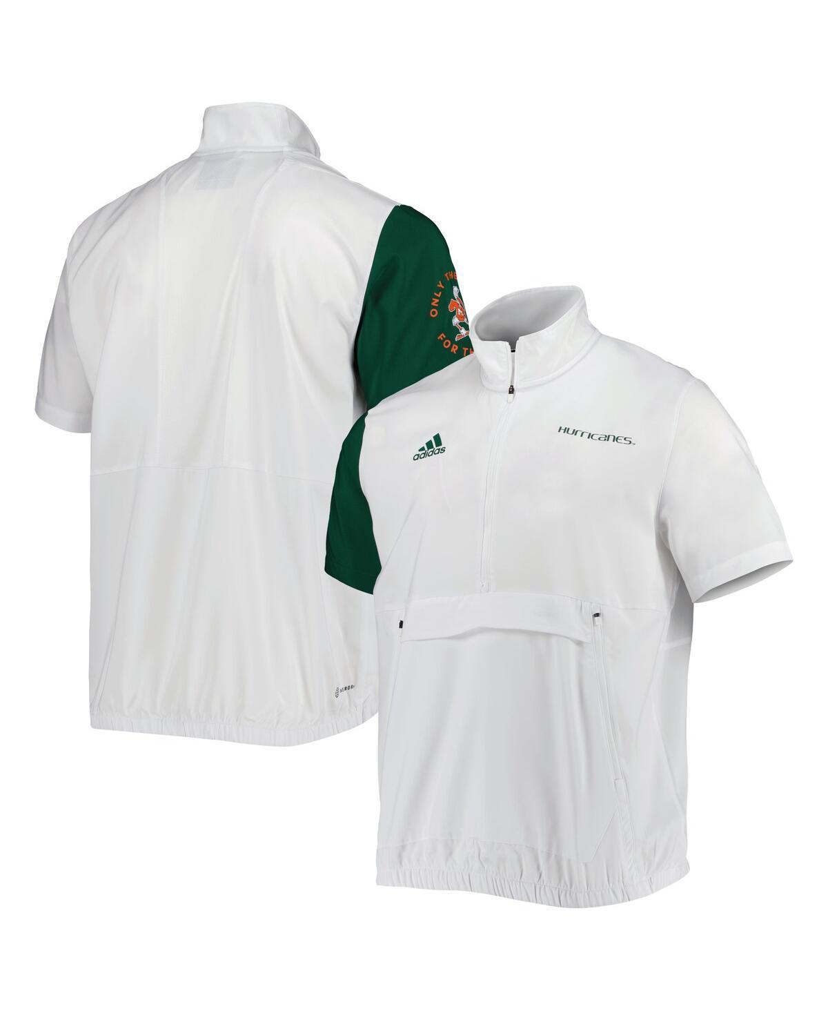 Men's adidas White Miami Hurricanes M STM AEROREADY Half-Zip Jacket, Size: XL Product Image