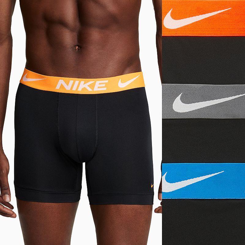 Men's Nike Dri-FIT Essential 3-pack Microfiber Boxer Briefs, Size: XXL, Nike Logo Grey Black Product Image