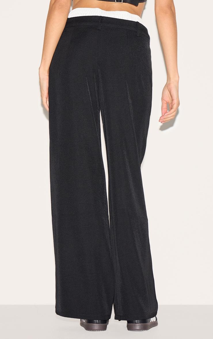Black Premium Woven Double Waistband Tailored Pants Product Image