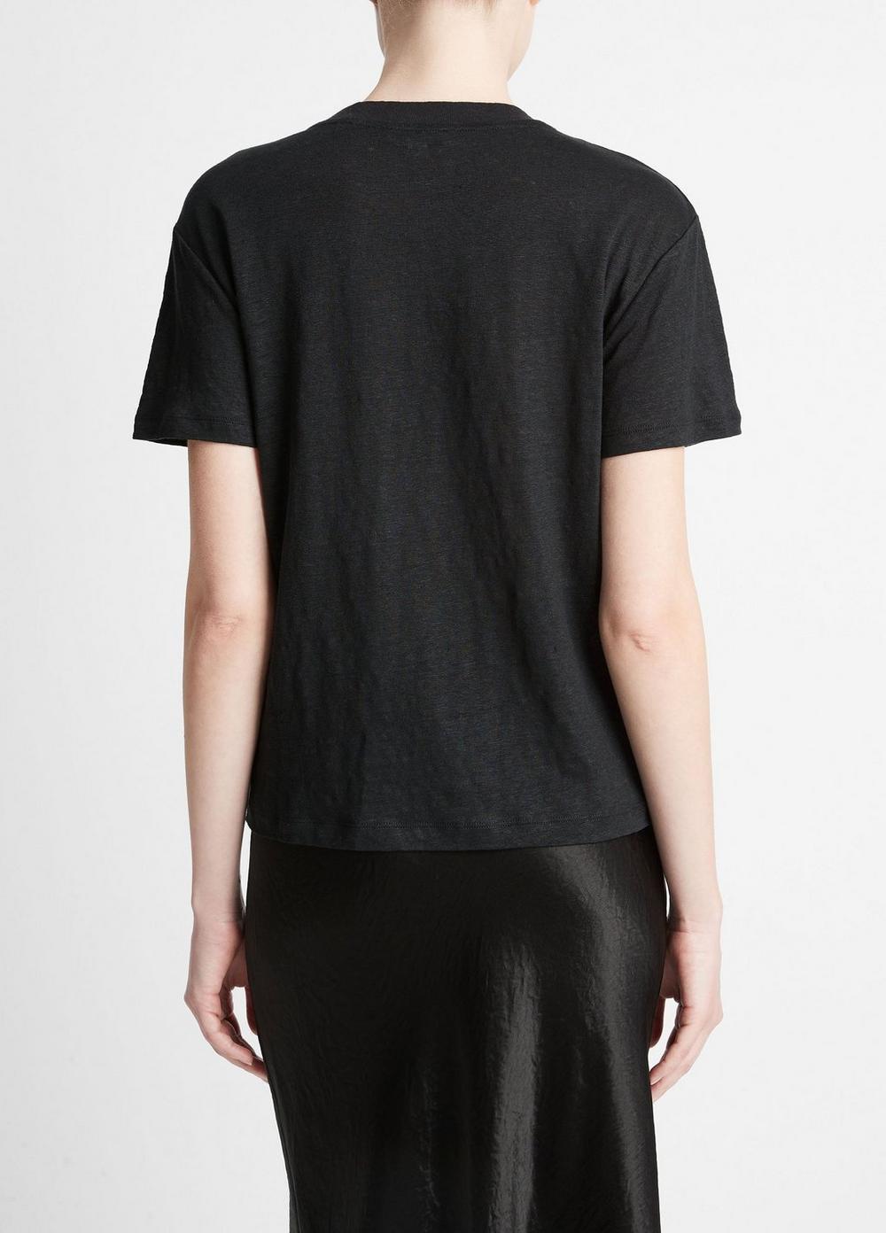 Womens Linen Drop-shoulder Crew Neck T-Shirt, Black, Size XS Vince Product Image