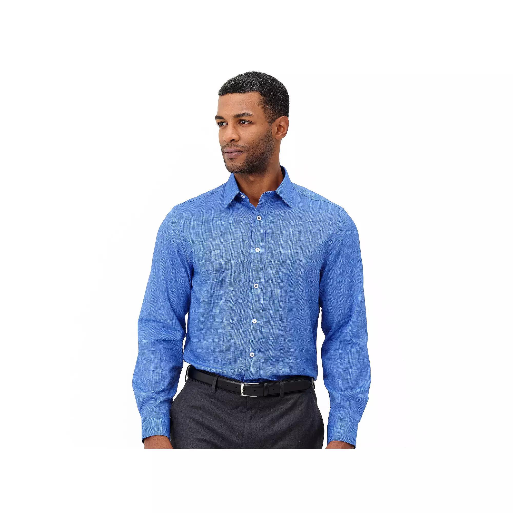 Men's Nick Graham Traveler Collection Performance Modern-Fit Stretch Dress Shirt, Size: 2XL-36/37, Black Striated Product Image