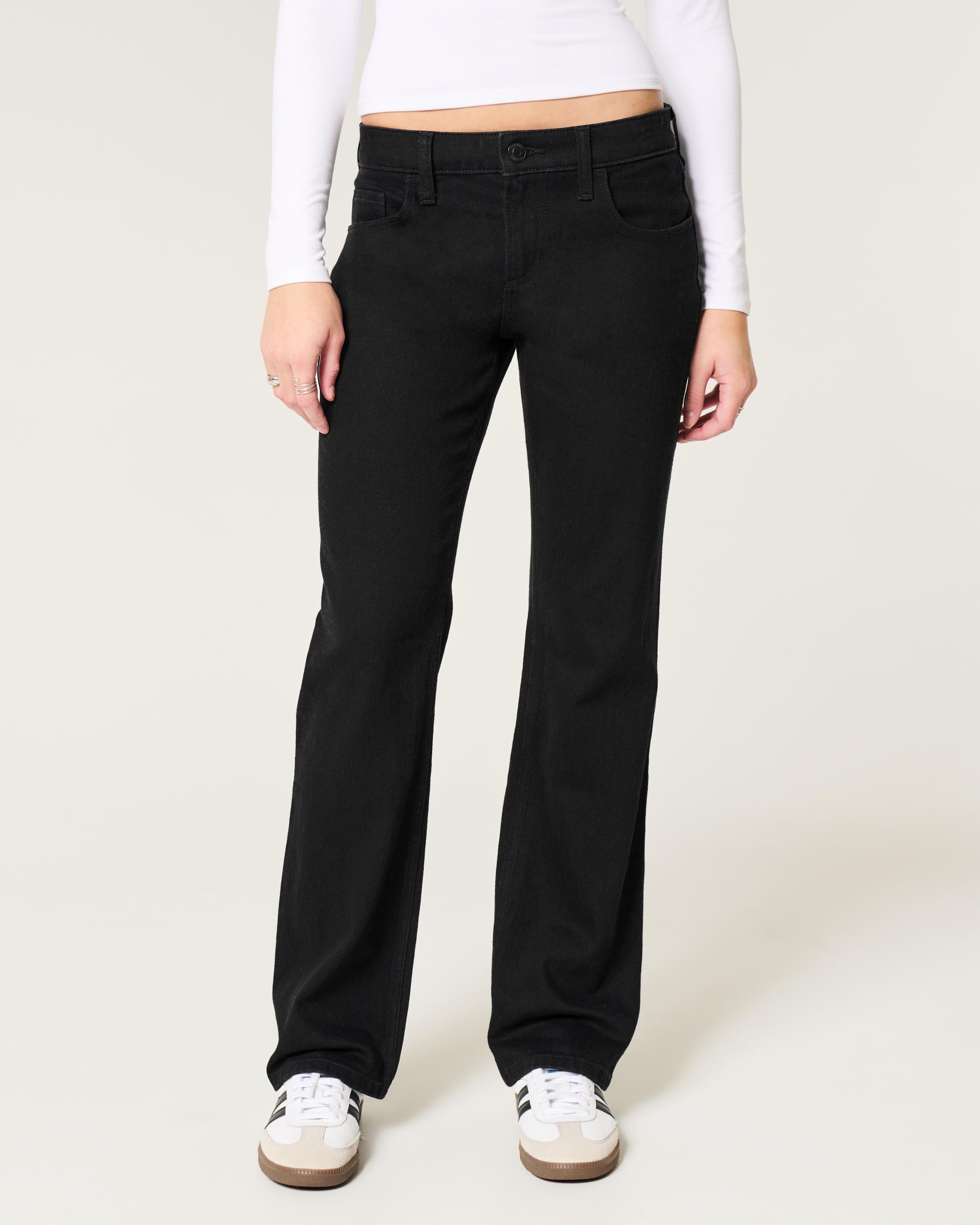 Low-Rise Black Relaxed Straight Jeans Product Image