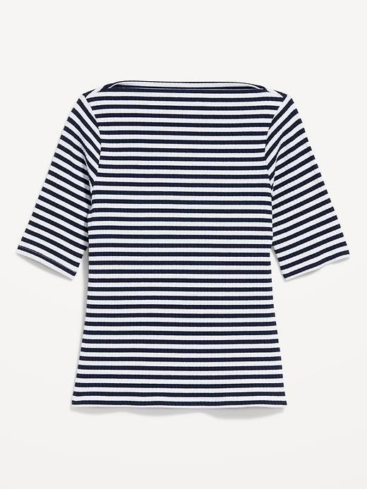 Ribbed Boat-Neck T-Shirt Product Image