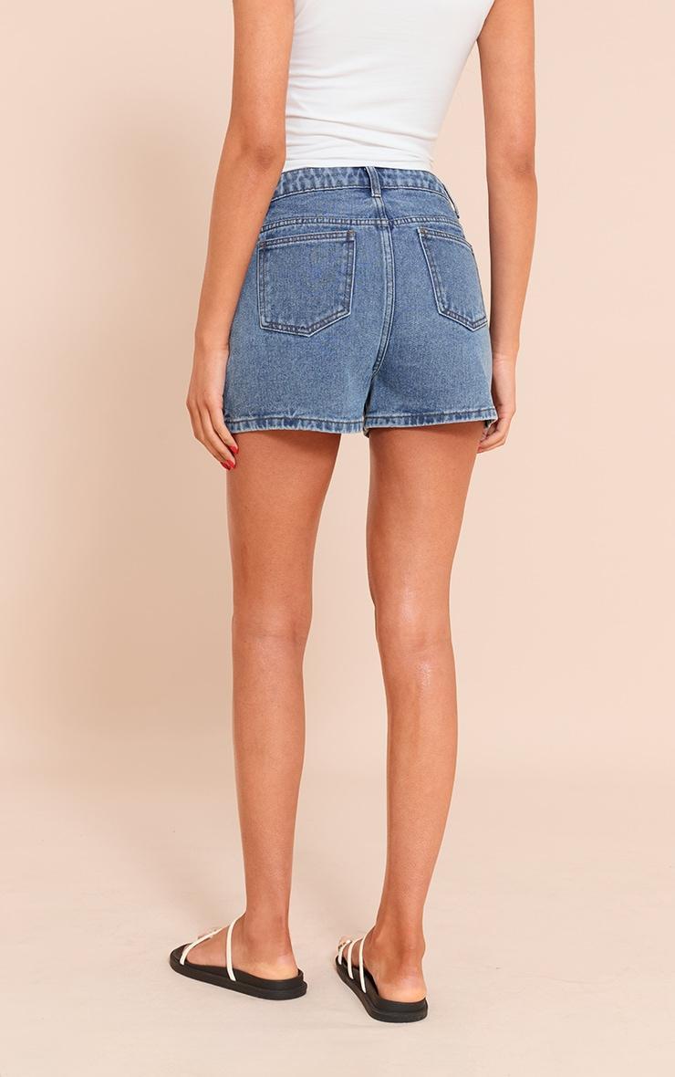 Tall Mid Blue Wash High Waisted Basic Shorts Product Image