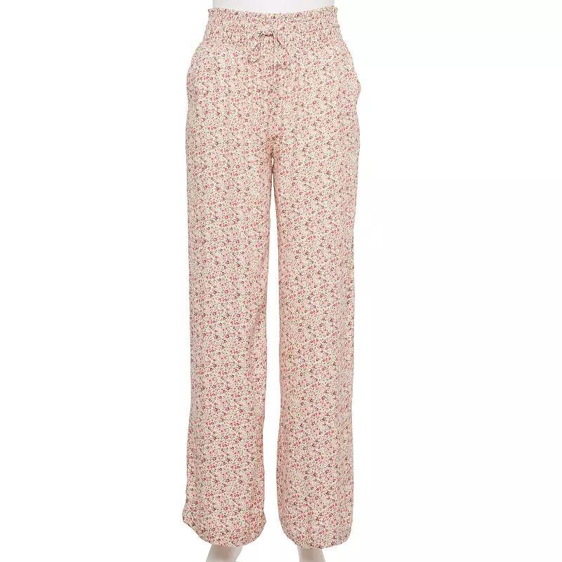 Juniors SO High-Rise Smocked Wide Leg Pants, Womens Product Image