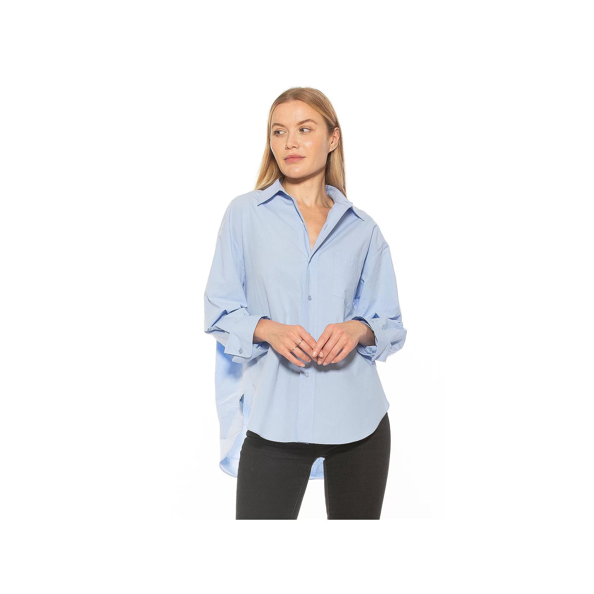 Women's ALEXIA ADMOR Amber Classic Boyfriend Fit Button Down Shirt, Size: XL, Blue Product Image