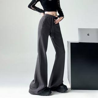 Drawstring Waist Plain Flared Sweatpants (Various Designs) Product Image