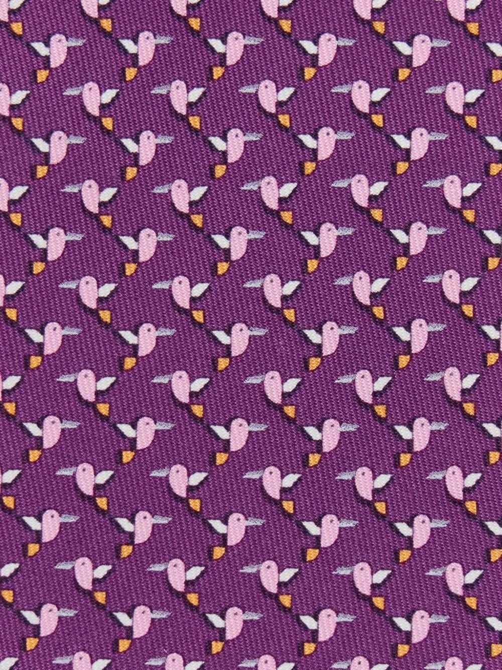 FERRAGAMO Hummingbird Print Tie In Pink Product Image