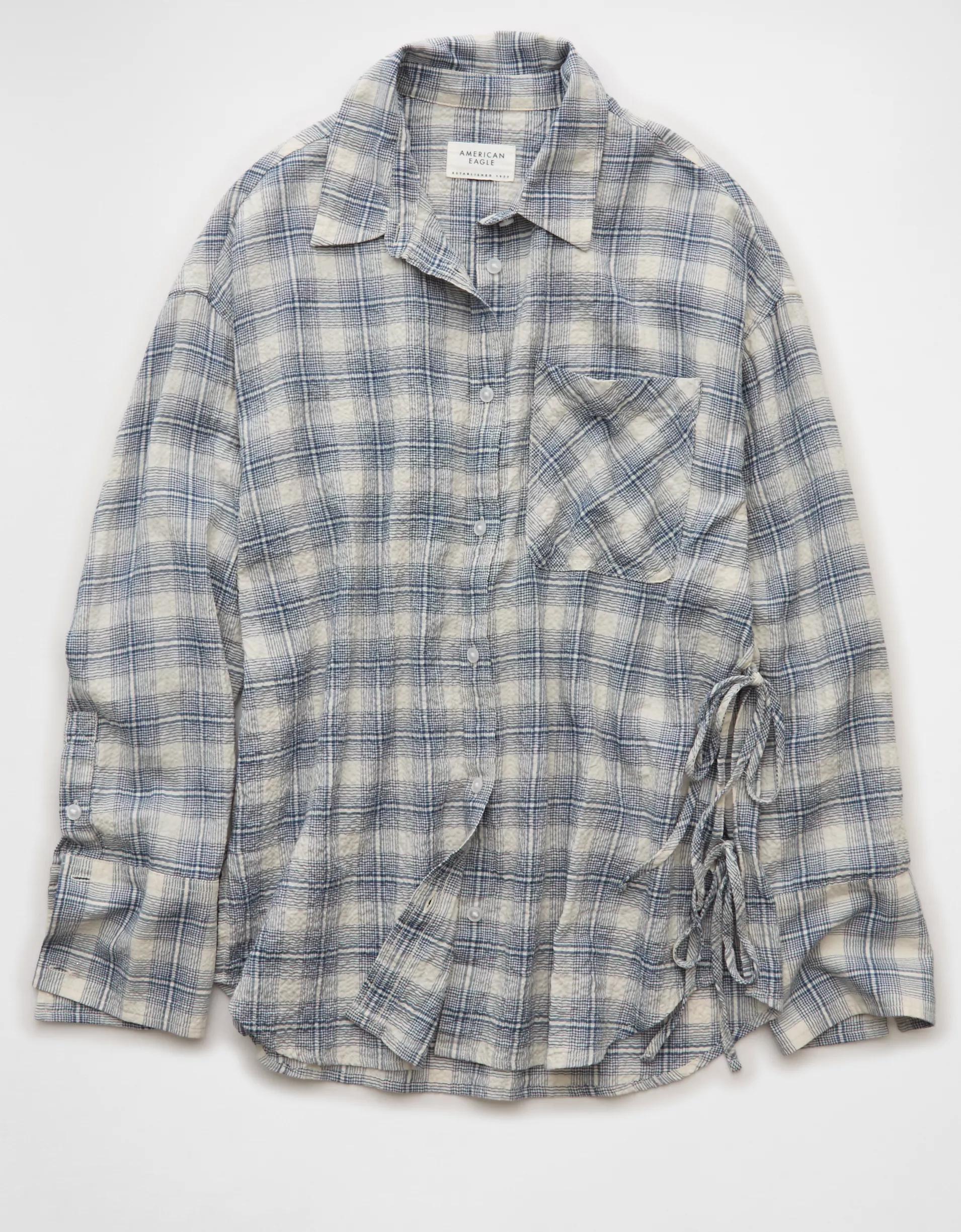 AE Side-Tie Button-Up Shirt Product Image