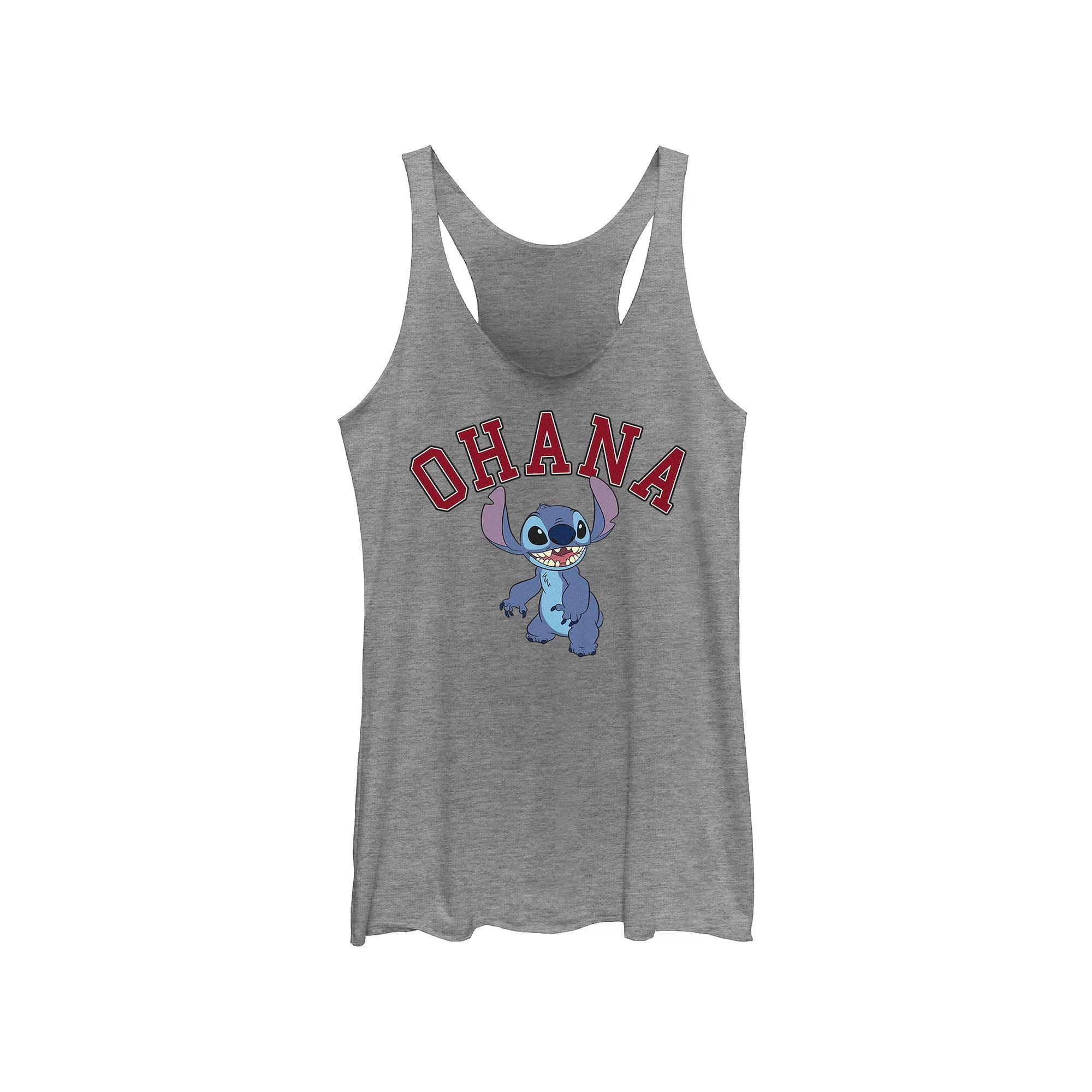 Disney's Lilo & Stitch Women's Ohana Varsity Stitch Tri-Blend Racerback Tank Top, Girl's, Size: XL, Gray Grey Product Image