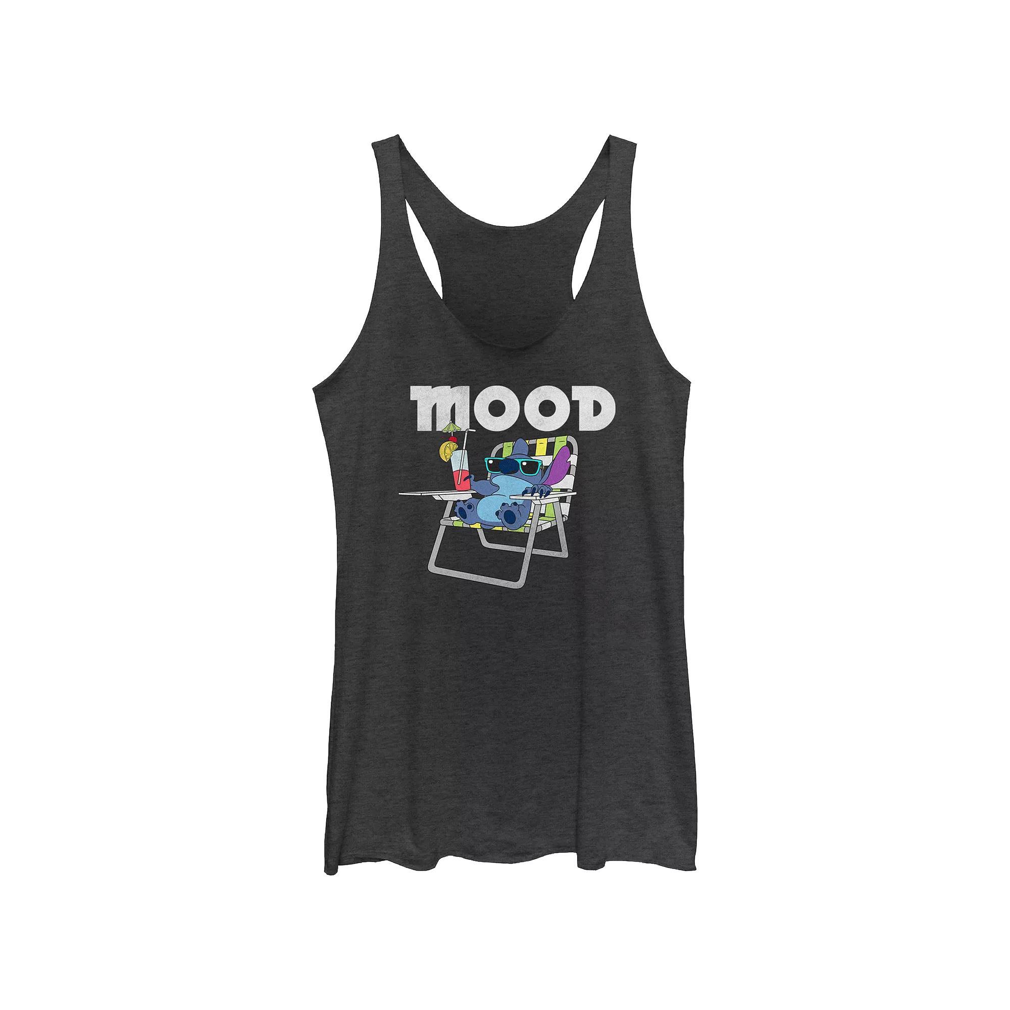 Disney's Lilo & Stitch Experiment 626 Alien Mode Juniors' Tri-Blend Racerback Tank Top, Girl's, Size: Medium, Black Grey Product Image
