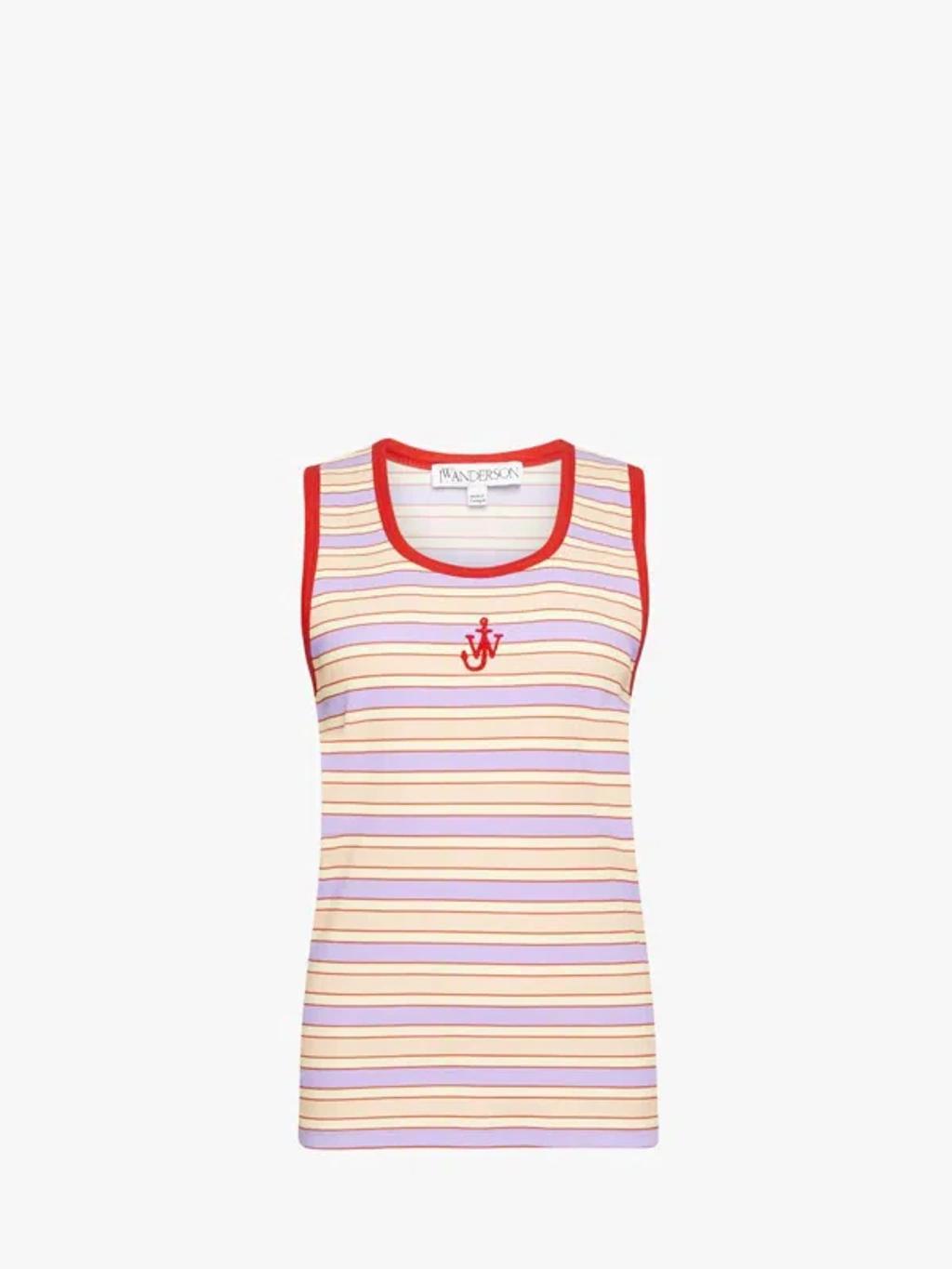 JW ANDERSON Contrast Trim Striped Vest In Pink & Purple Product Image