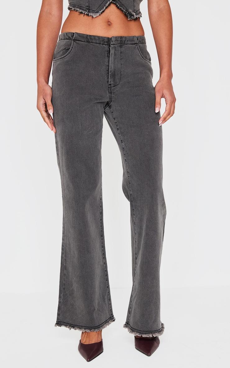 Washed Black Invisible Waistband Low Rise Straight Leg Jeans Product Image