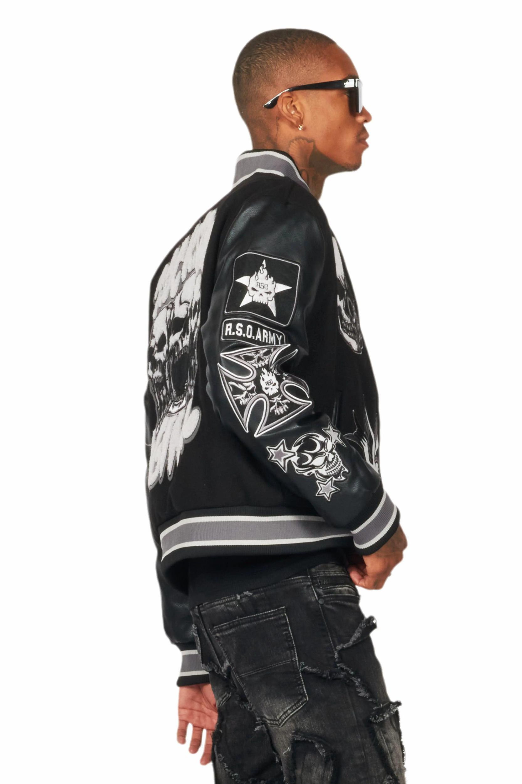 Vidar Black Varsity Jacket Male Product Image