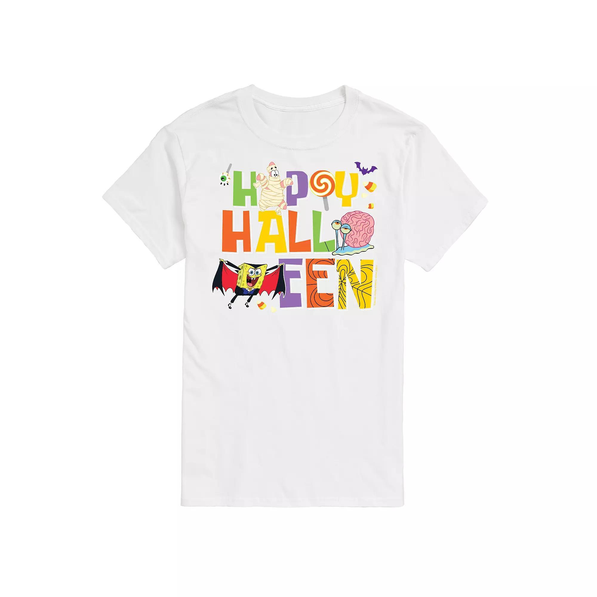 Big & Tall Spongebob Happy Halloween Graphic Tee, Mens Blue Product Image