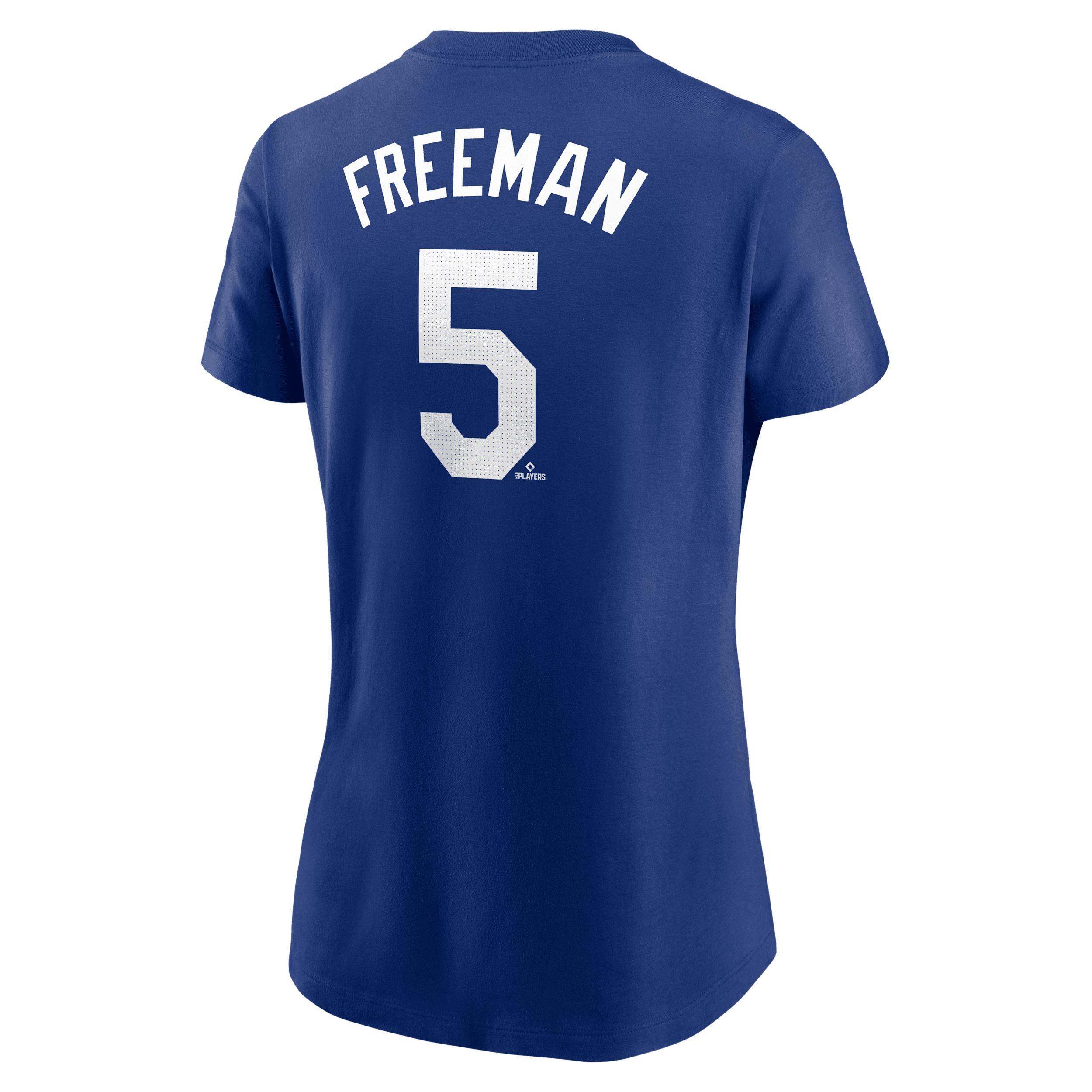 Women's Nike Freddie Freeman Royal Los Angeles Dodgers Fuse Name & Number T-Shirt, Size: Small, Blue Product Image