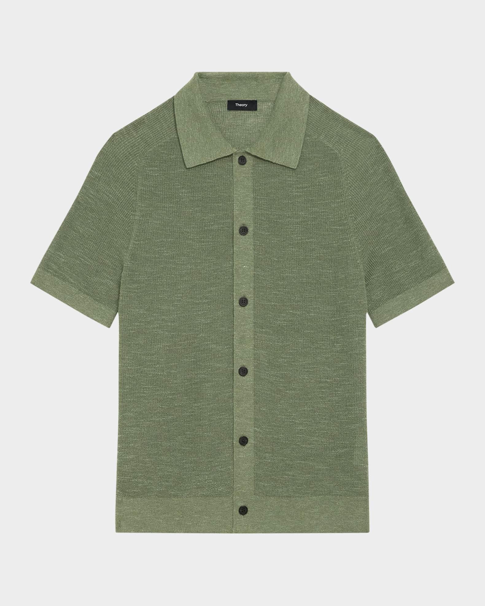 Men's Ribbed Linen-Blend Short-Sleeve Sweater Product Image