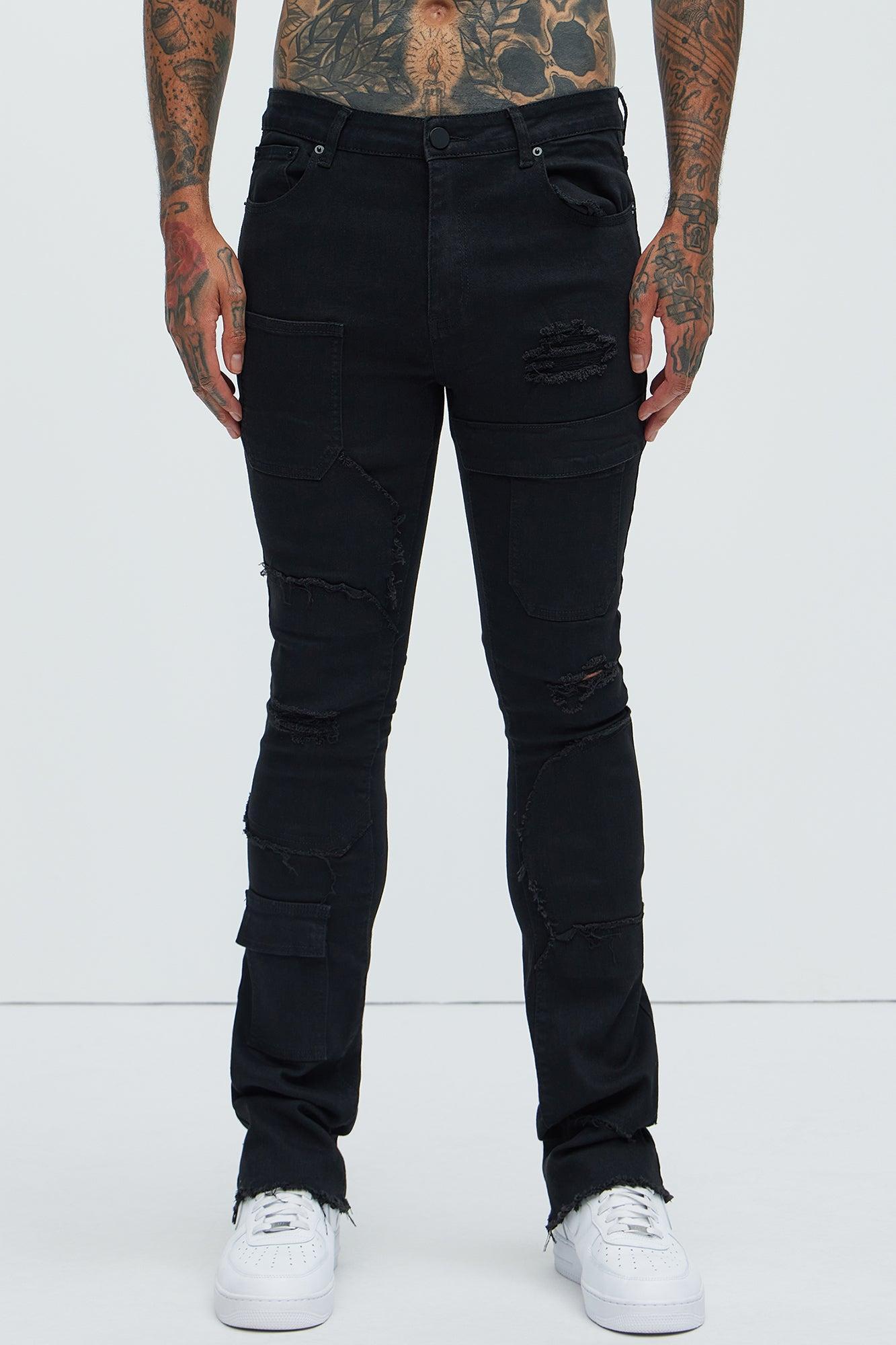 No Frontin' Me Pocket Skinny Flare Jeans - Black Product Image