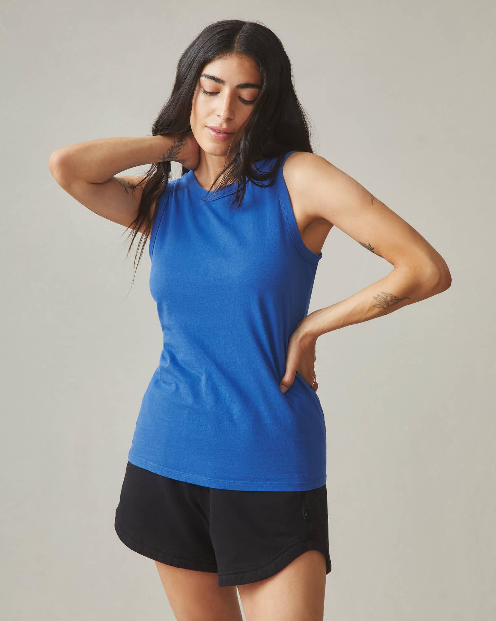 Women's Classic Cotton Muscle Tank - Blue Aura Product Image