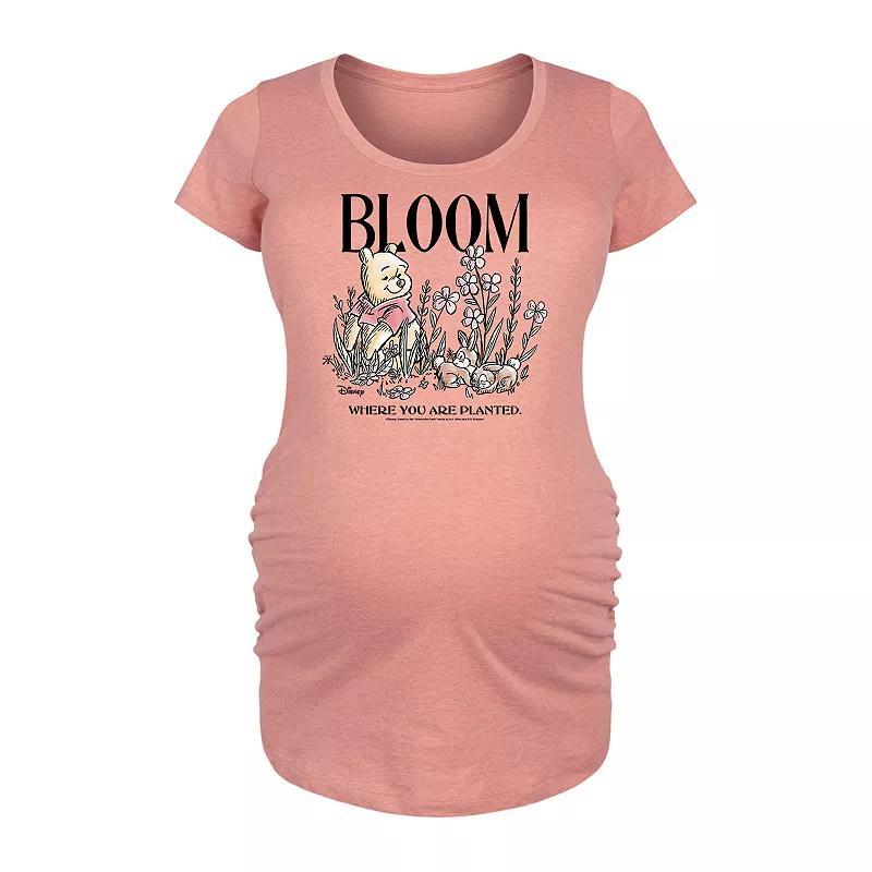Disneys Winnie the Pooh Maternity Bloom Graphic Tee, Womens Grey Gray Product Image