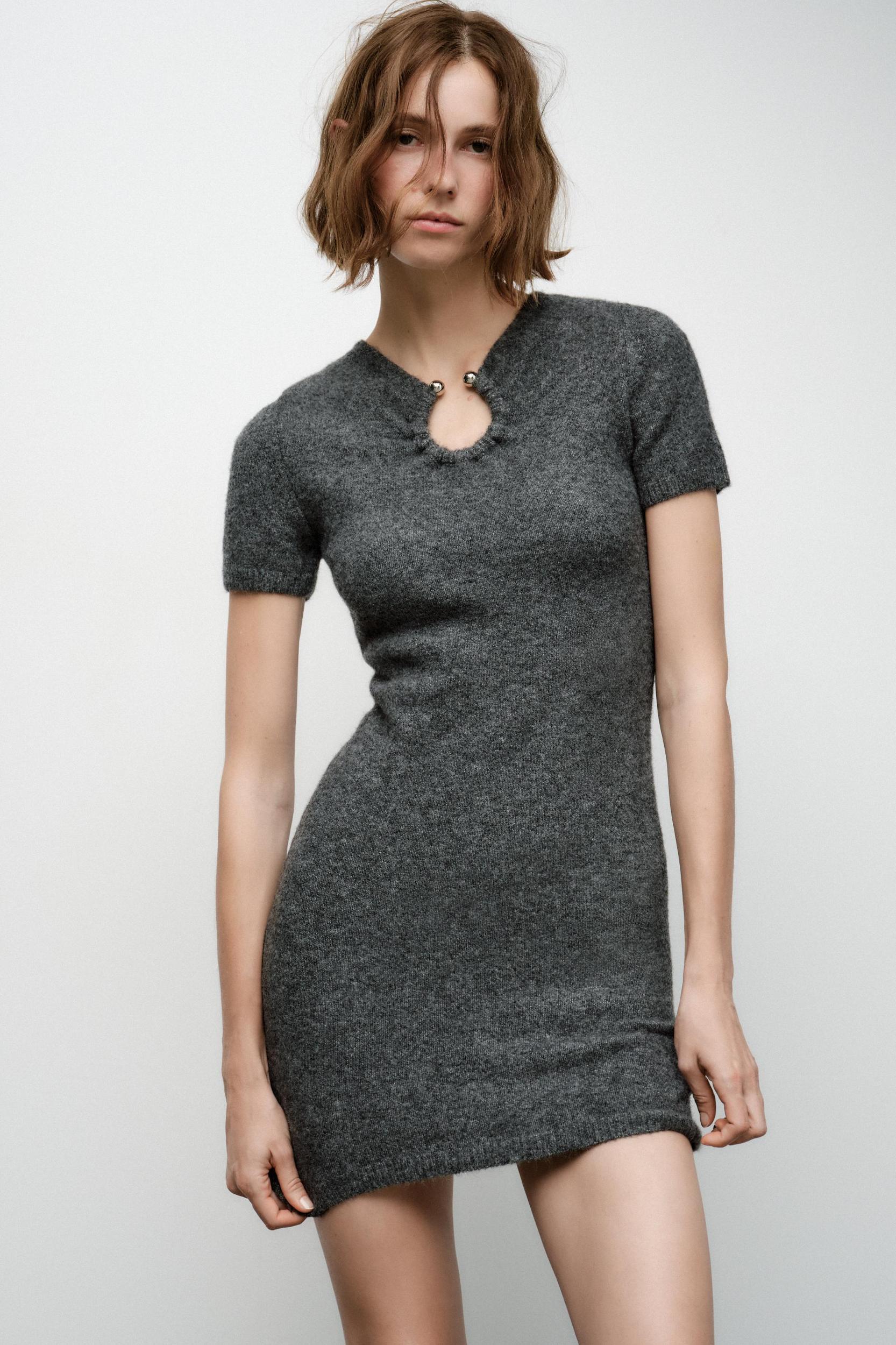 METAL APPLIQUE KNIT DRESS Product Image