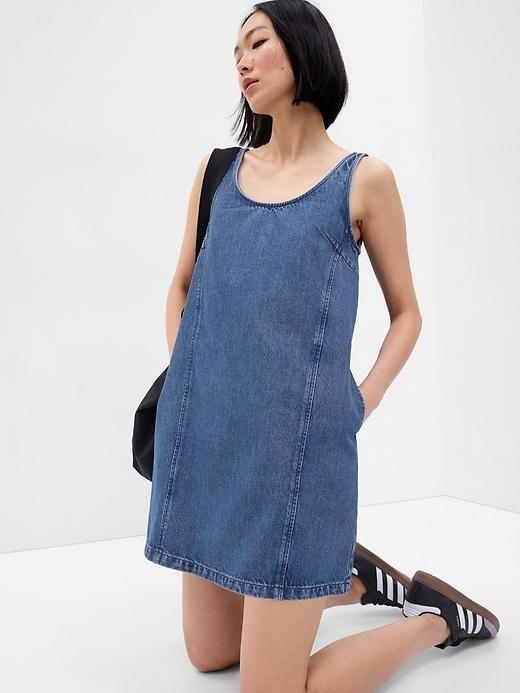 A-Line Denim Mini Dress Product Image