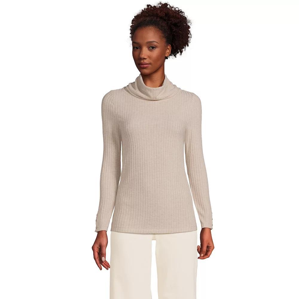 Women's Lands' End Long-Sleeve Wide Rib Turtleneck, Size: XL, Rich Red Product Image