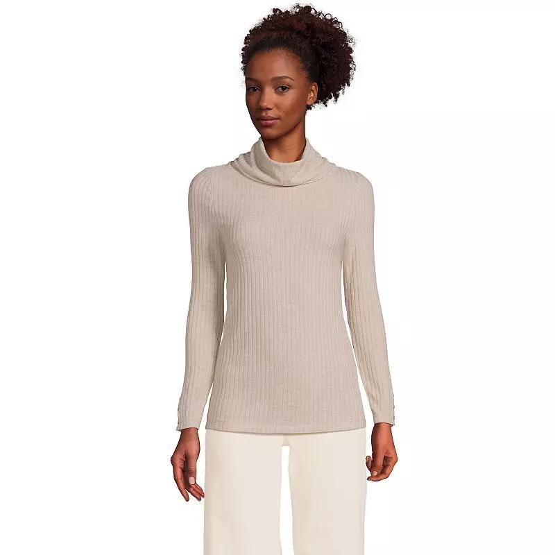 Women's Lands' End Long-Sleeve Wide Rib Turtleneck, Size: XL, Rich Red Product Image