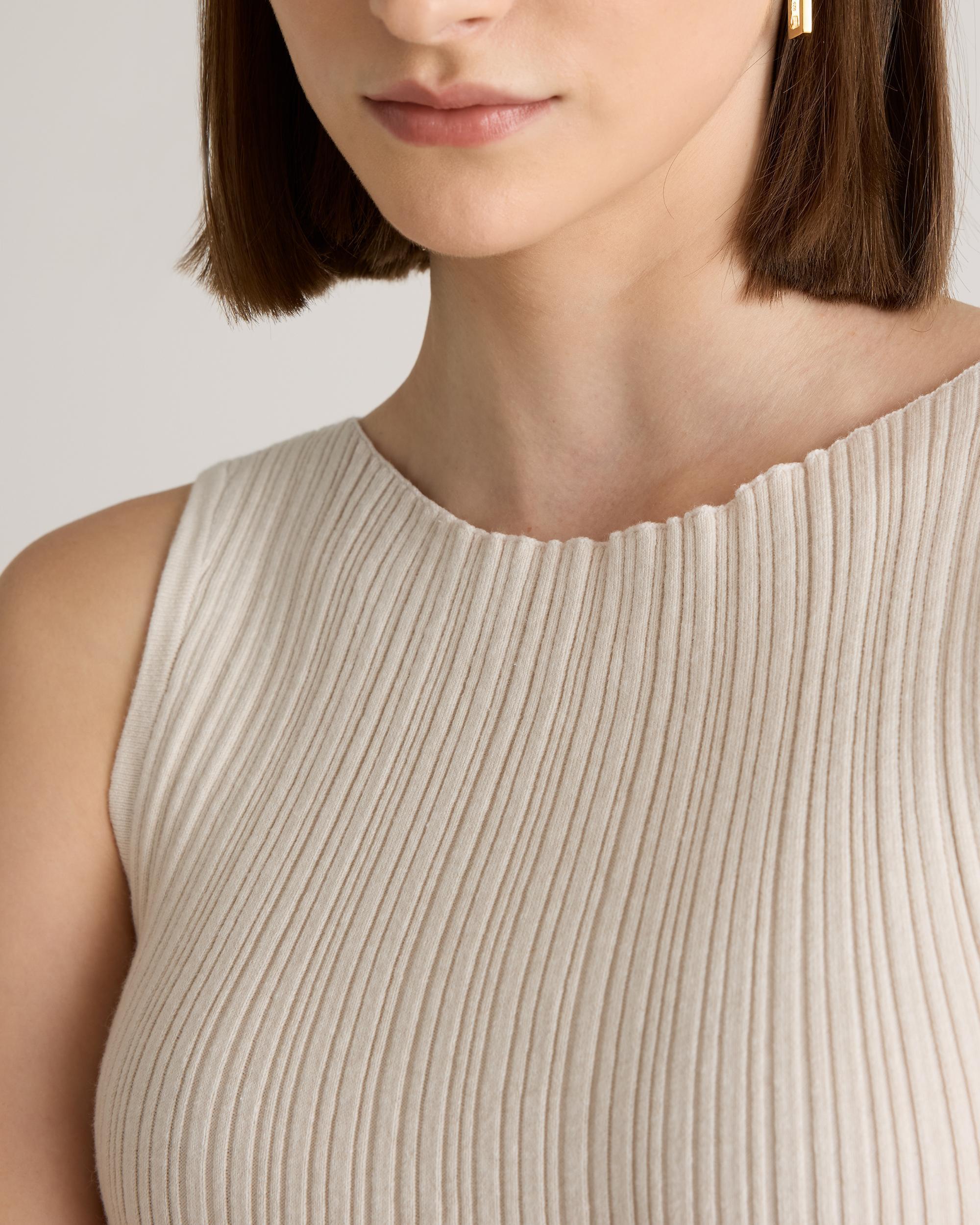 Quince | Women's Cotton Cashmere Ribbed Sleeveless Midi Dress Product Image