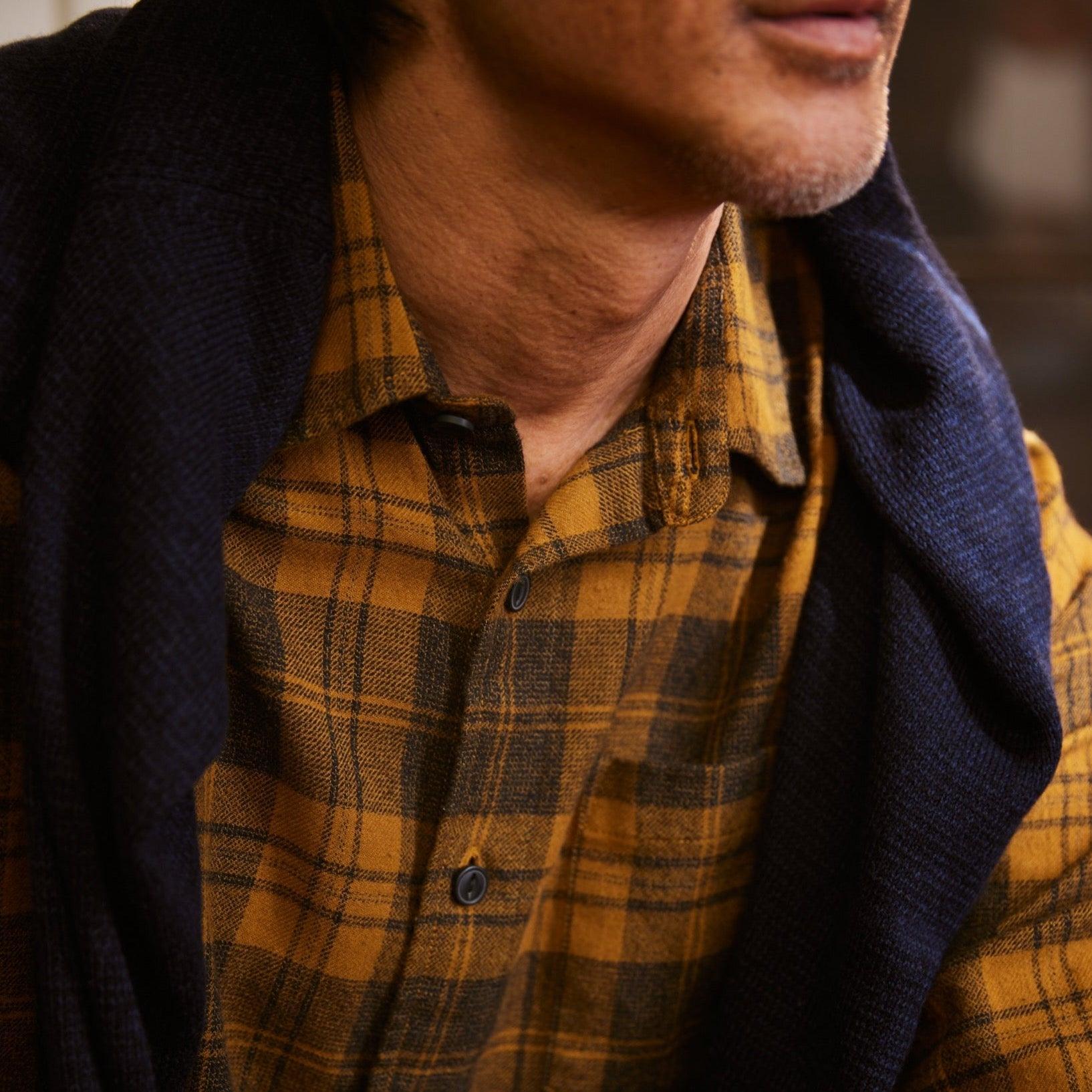Lightweight Grindle Twill Shirt - Mustard Navy (Final Sale)* Product Image