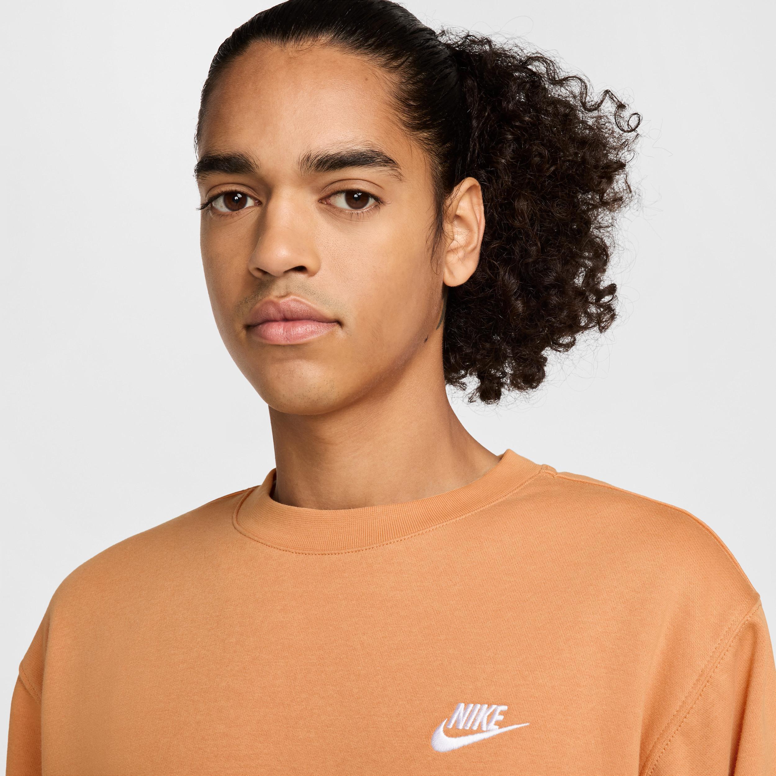 Men's Nike Club Fleece Crew, Size: XL, Brown Moon Product Image
