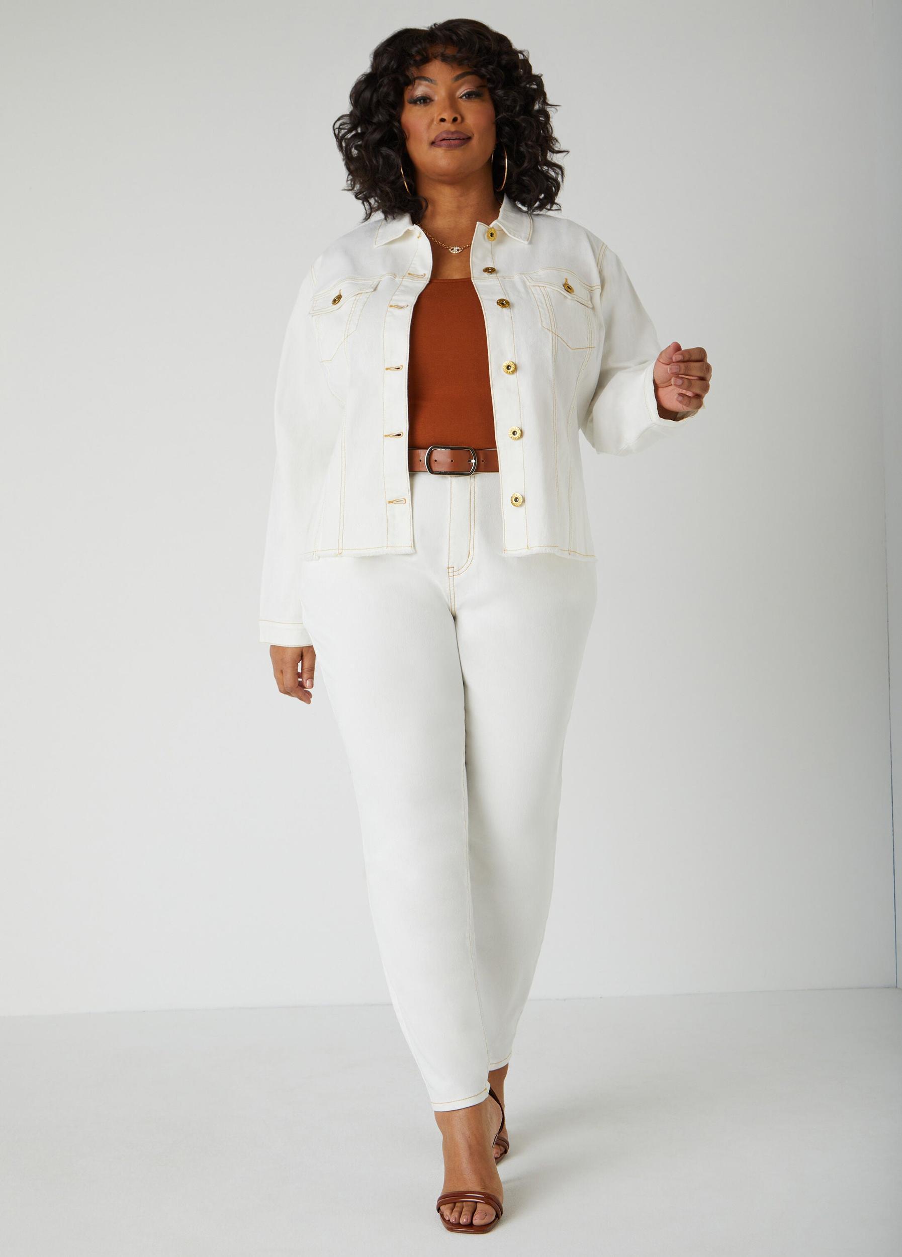 Frayed Stretch Denim Jacket Product Image