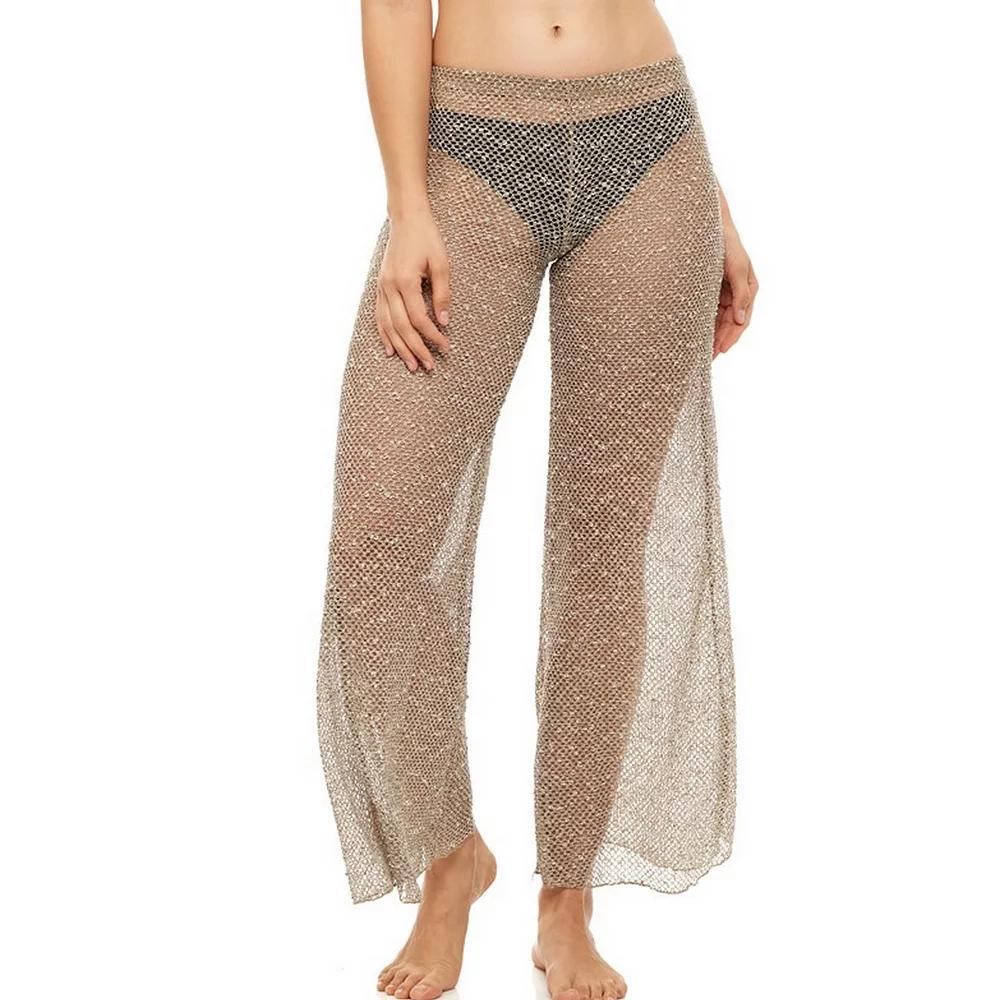 Women's Jordan Taylor Pull-On Mesh Coverup Swim Pants, Size: Large, Brown Product Image