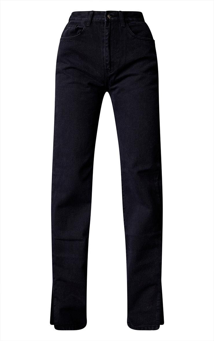 Tall Washed Black High Waist Split Hem Jeans Product Image