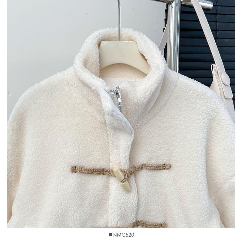 Toggle Stand-Collar Teddy Jacket Product Image