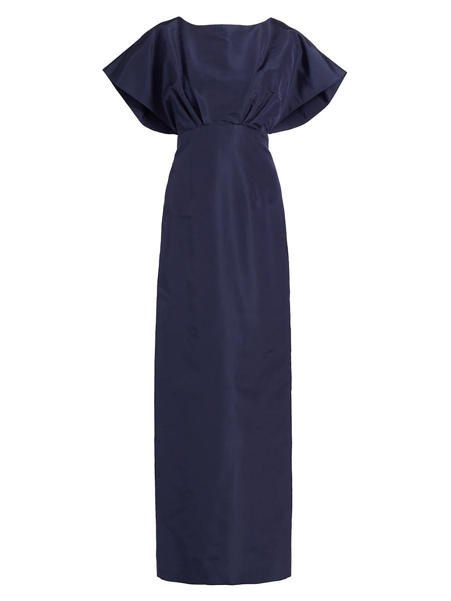 Silk Column Gown with Fan Bodice Product Image