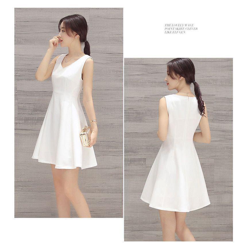Sleeveless V-Neck A-Line Mini Dress Product Image